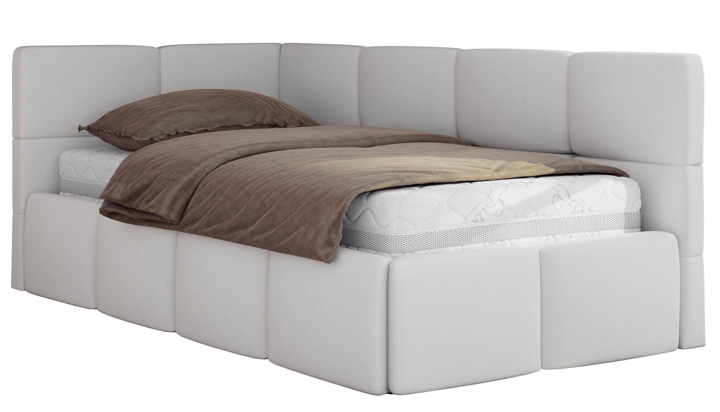 JUGENDBETT ARVO 90/200 - Weiß Kunstleder - ohne Matratze - Links Seite - Weiß, Textil (90/200cm) - MKS