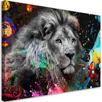 WANDBILD löwe auf farbenfrohen hintergrund - Multicolor, Textil (60/40cm) - Feeby