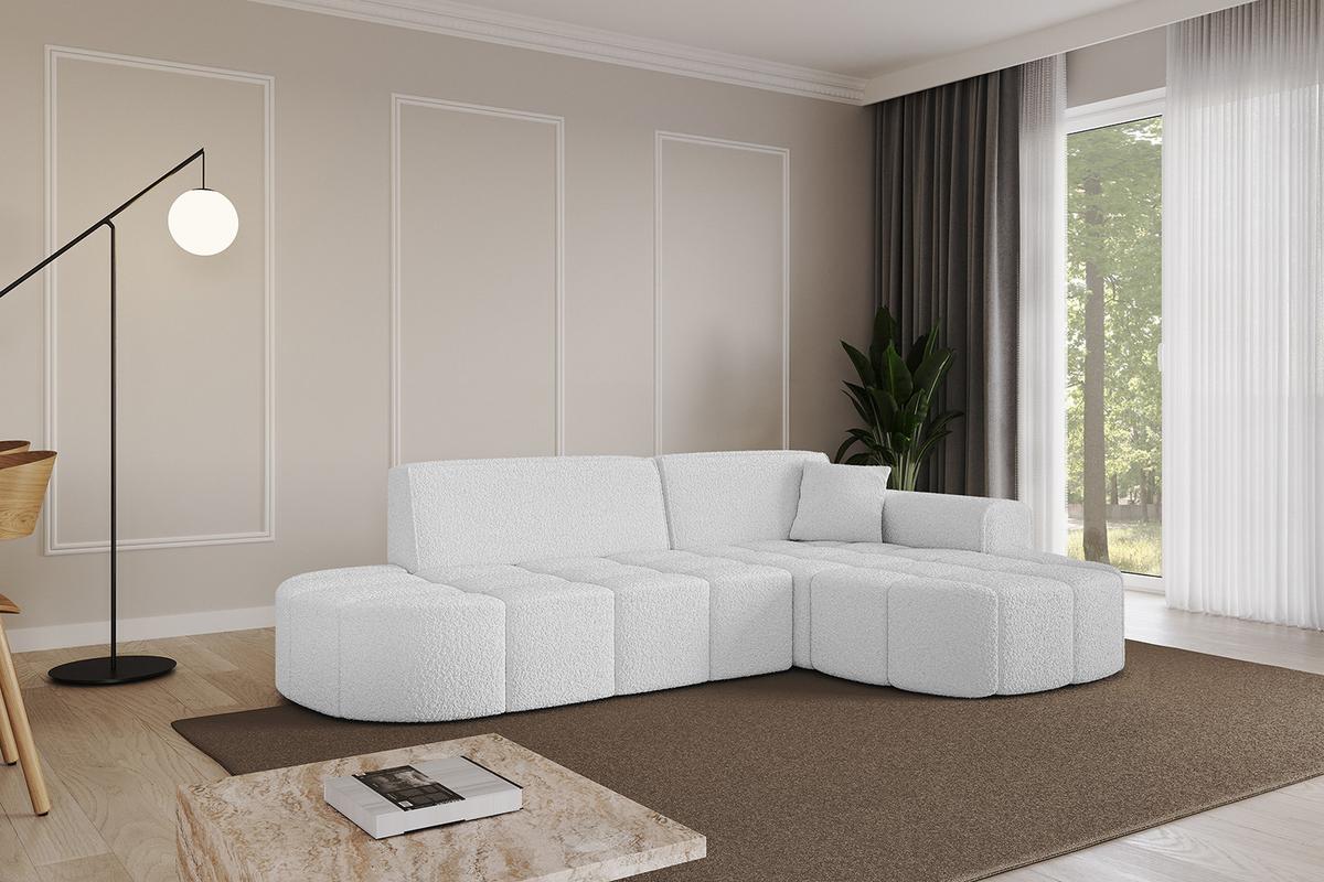 ECKSOFA Ottomane Rechts LIVO-L1 - 252x173x79,5 cm Weiß - Weiß, Holzwerkstoff/Textil (252/173cm) - ALTDECOR