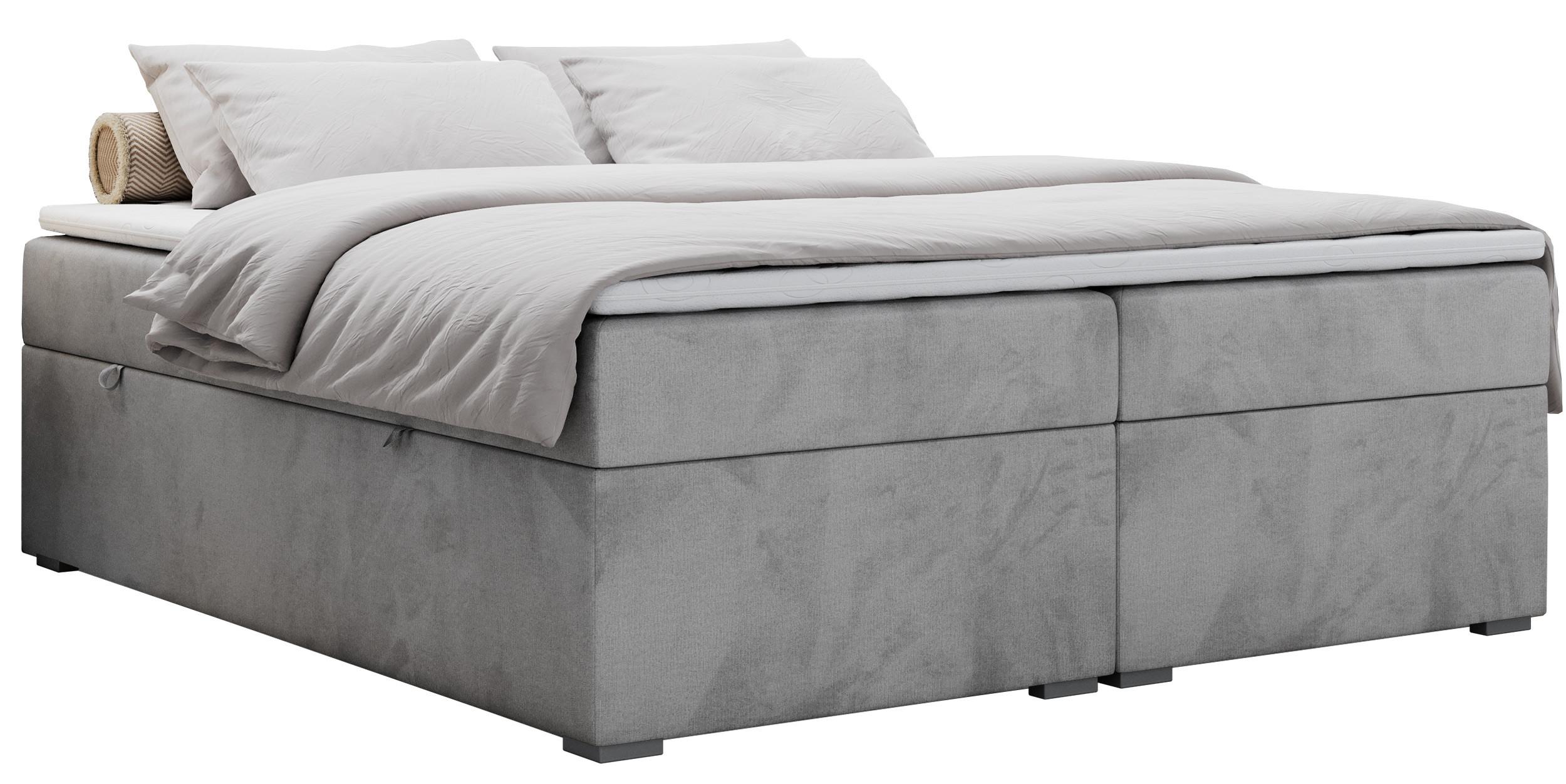 BOXBETT BESS 160/200 Hellgrau Velvet - H3 - Hellgrau, Holz/Textil (160/200cm) - MKS