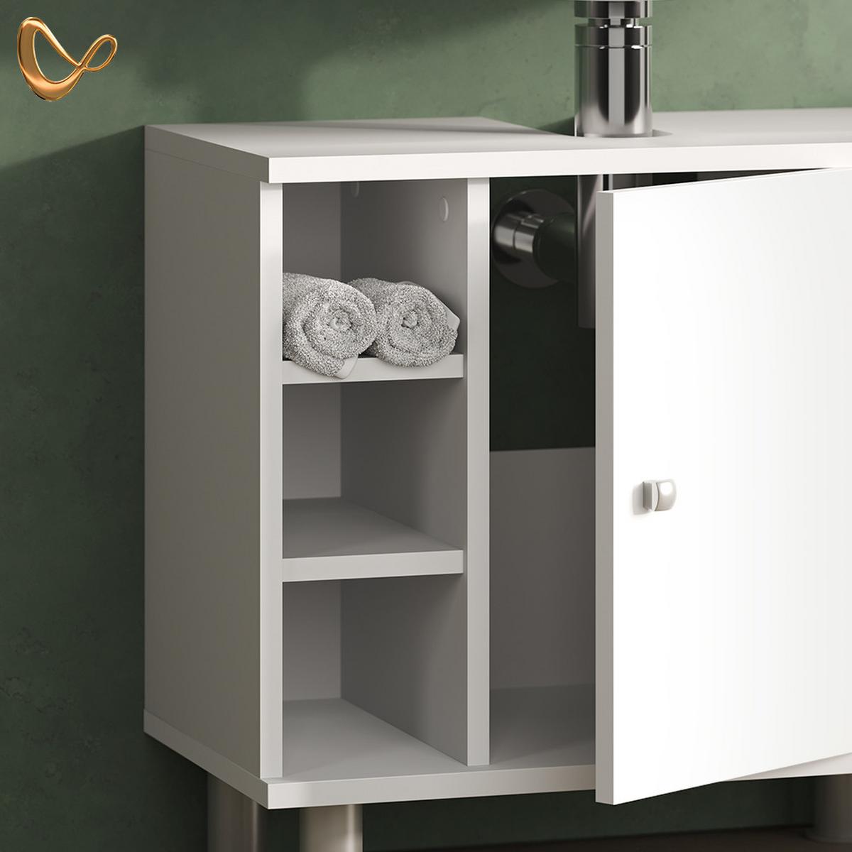 WASCHBECKENUNTERSCHRANK Fucino Weiß 60 x 54 cm - Weiß, Holzwerkstoff (60/54/32cm) - Livinity®