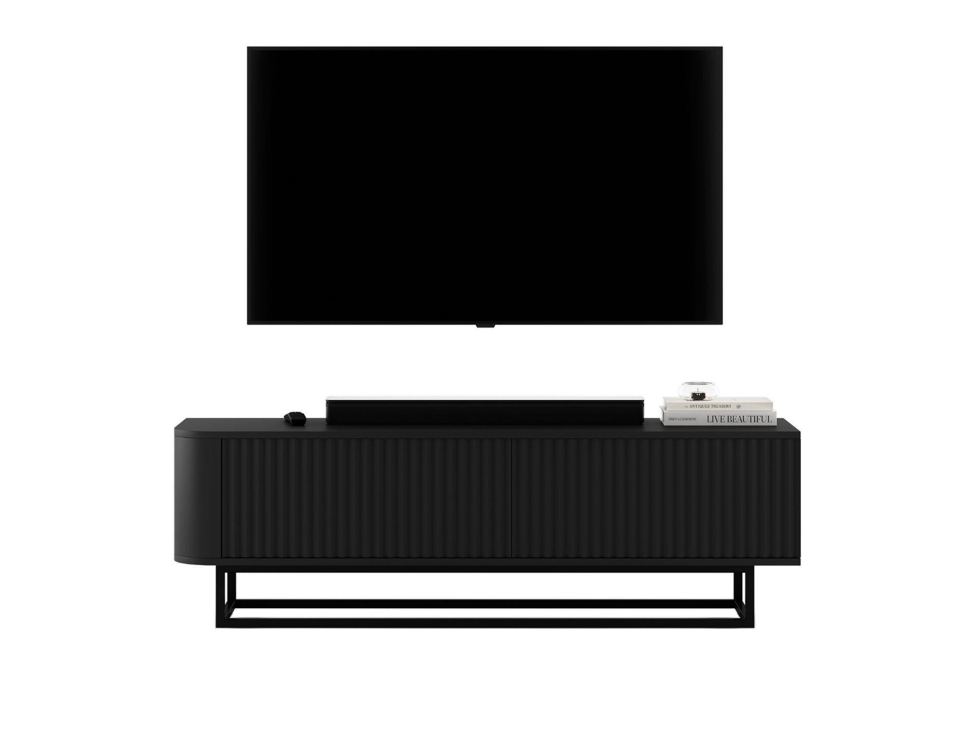 TV-LOWBOARD Aurora Schwarz matt 140 cm mit Metallrahmen - Goldfarben/Schwarz, Holzwerkstoff/Metall (140/44/35cm) - Meble Lindner