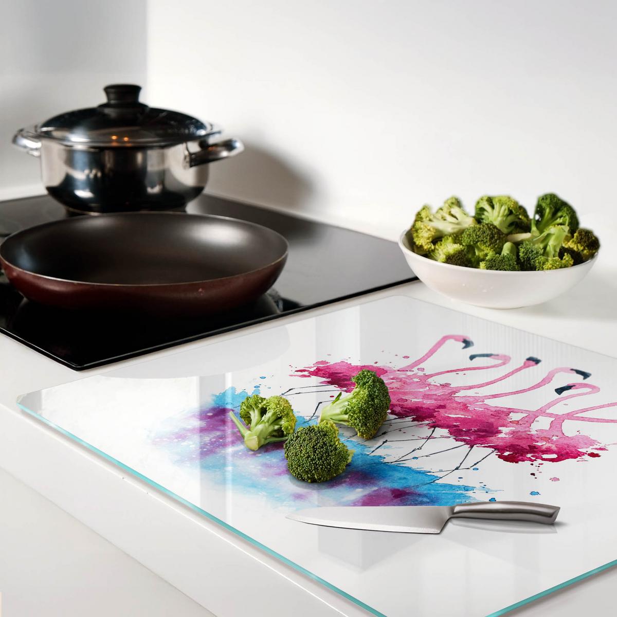 GLASPLATTE 60x52 cm Flamingos - Pink, Glas (60/0.4/52cm) - TULUP