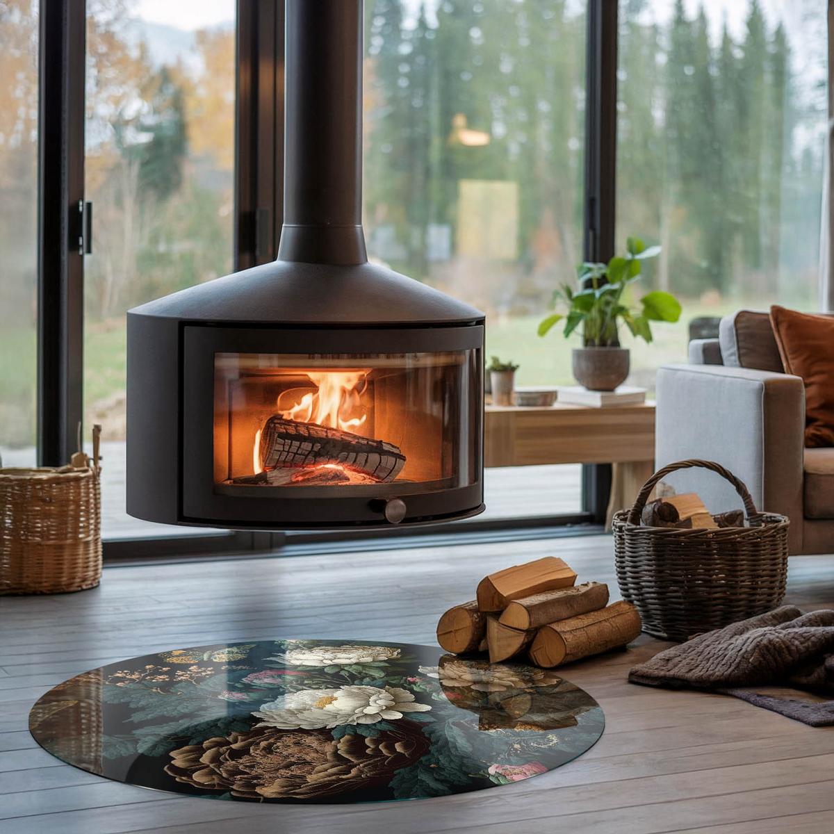 GLASPLATTE für Kamin Ø 100 cm - Grün, Glas (100/100/0.4cm) - TULUP