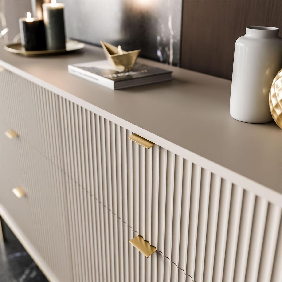 SIDEBOARD CORTADO GOLD KS154 MIT SCHUBLADEN KASCHMIR - Beige, Holzwerkstoff (154/91/39cm) - Lookway