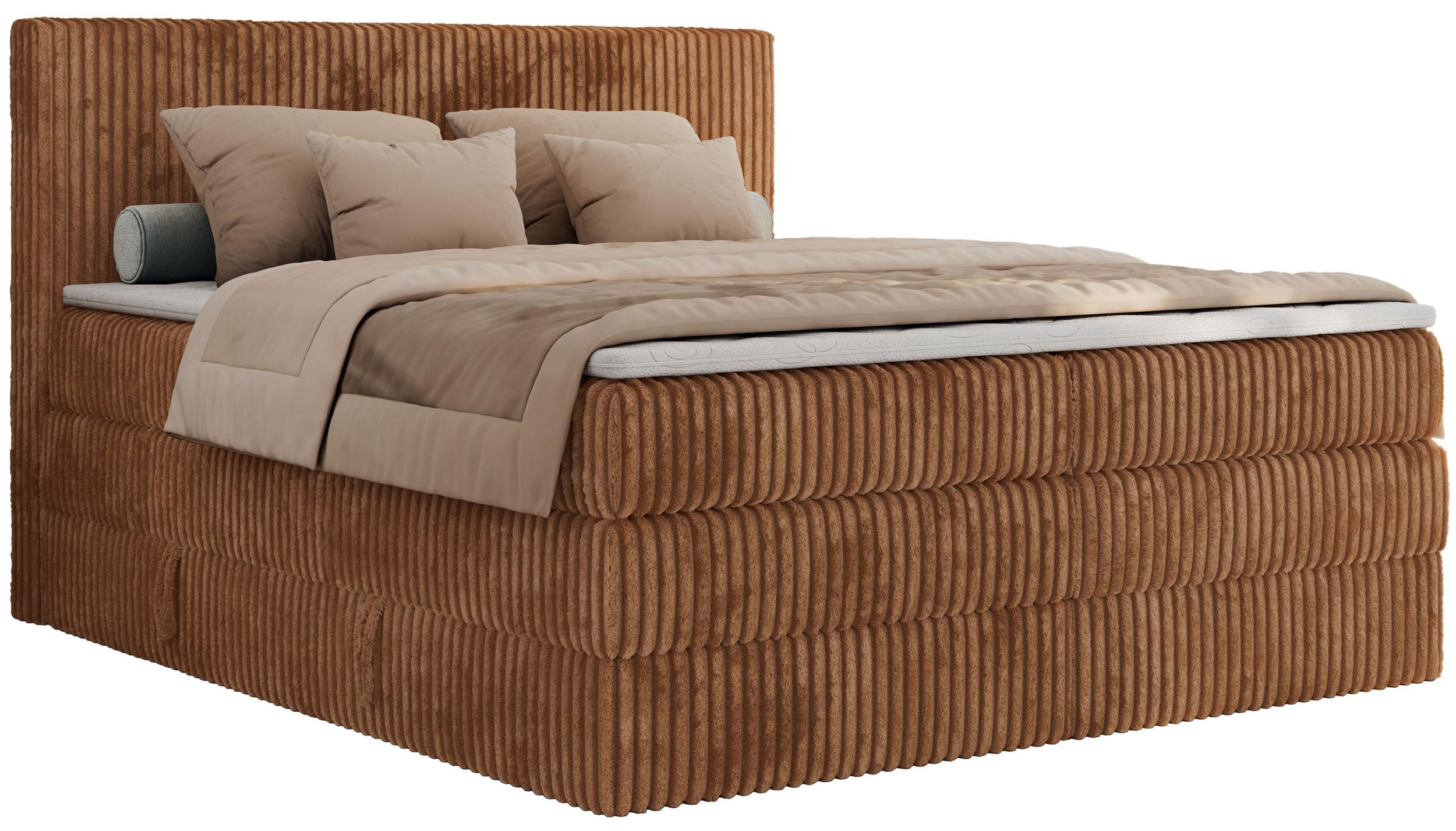 BOXSPRINGBETT TILIANO KING - 160/200 - Orange Cord - H4 - Orange, Holz/Textil (160/200cm) - MKS