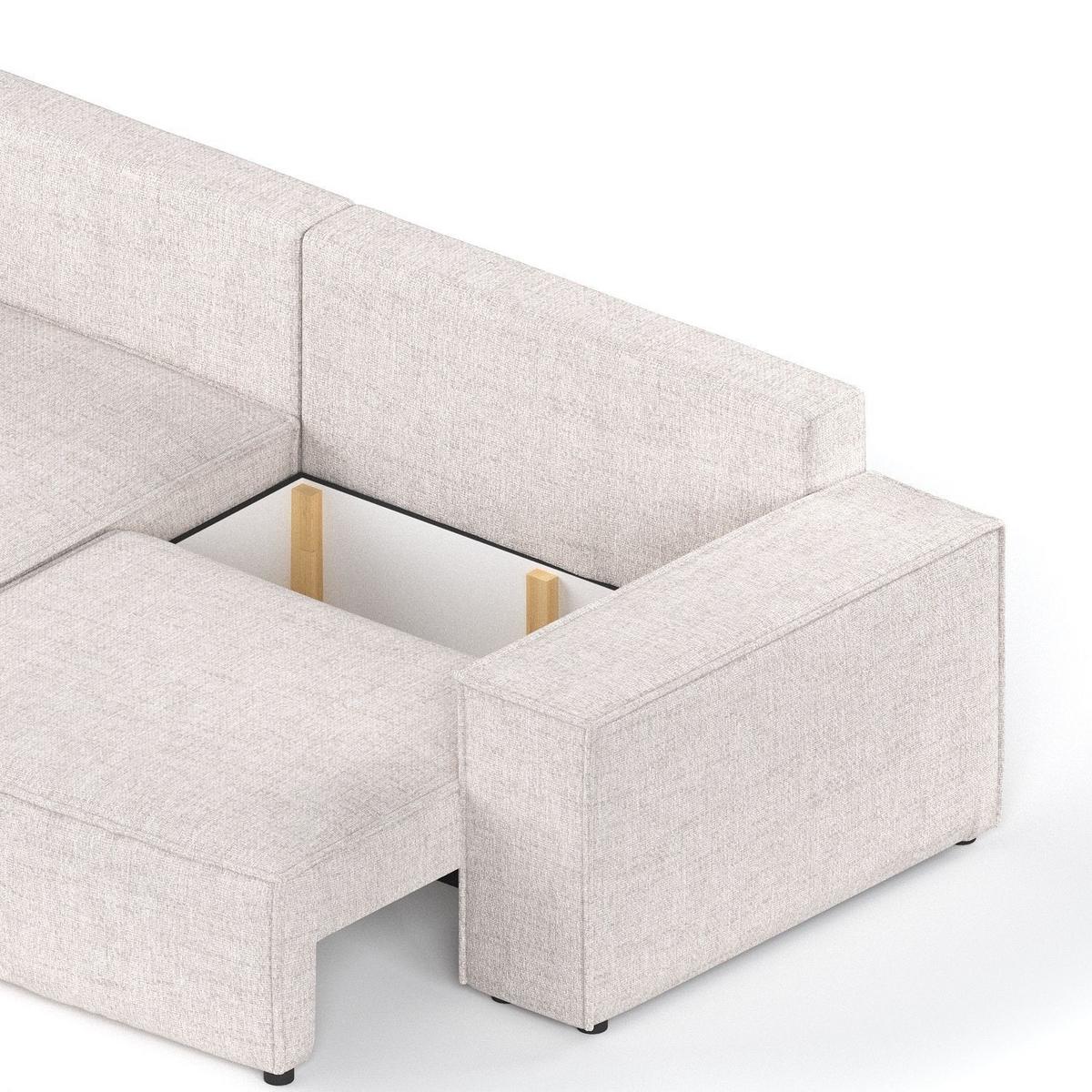 ECKSOFA CAVO mit Schlaffunktion Hellbeige im Neve Stoff - Sandfarben/Schwarz, Holz/Holzwerkstoff (255/148cm) - AltaBeds