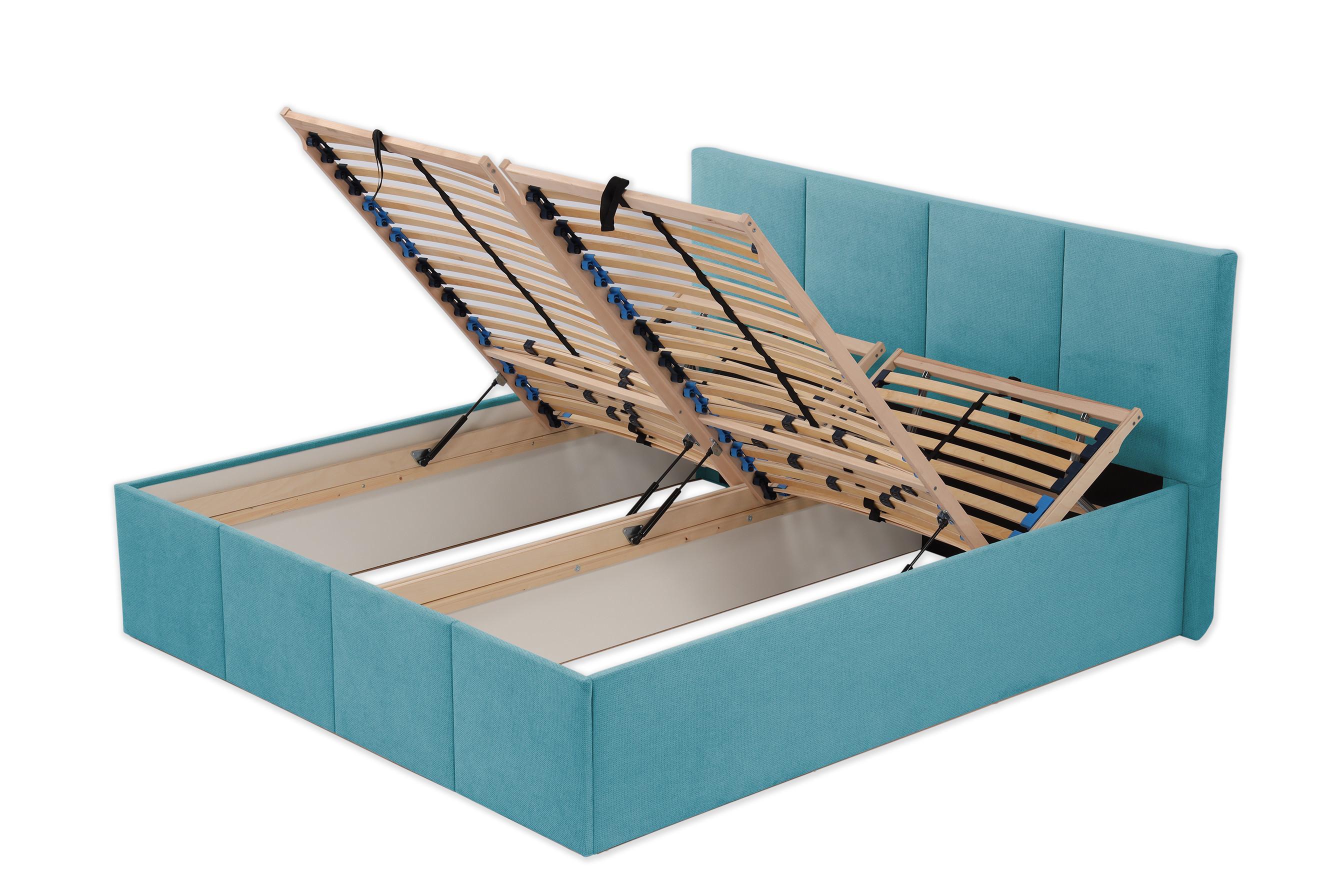 POLSTERBETT Dalas Blau 180 x 200 x 40 cm Bettkasten Mit hochwertiger Matratze H2 (bis 100 kg) und Lattenrost - Blau, Holz (180/200cm) - Halmon Schlafkomfort Betten 