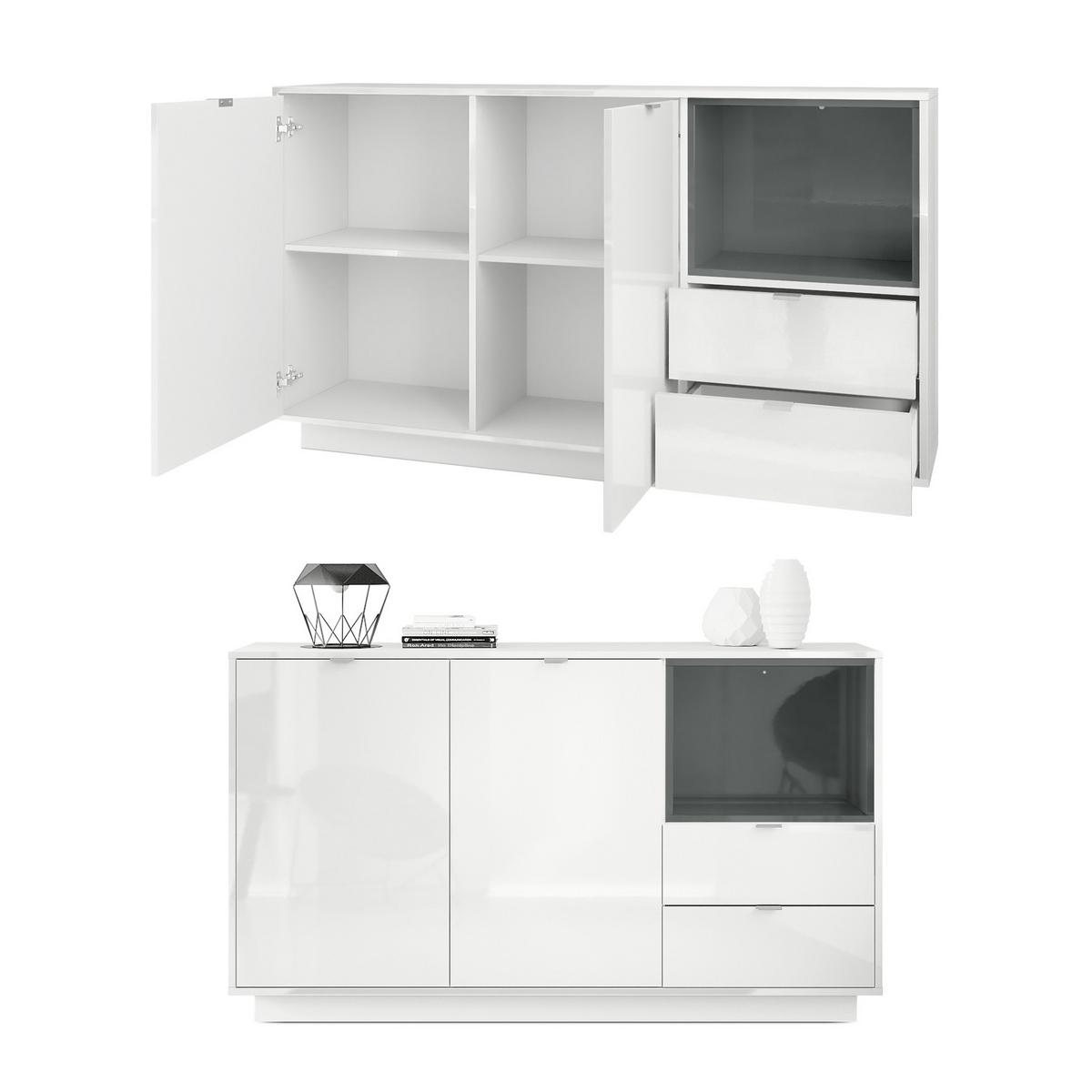 SIDEBOARD Metro Einsatz in Bordeaux Hochglanz - Bordeaux, Holzwerkstoff (153/88/38cm) - Vladon