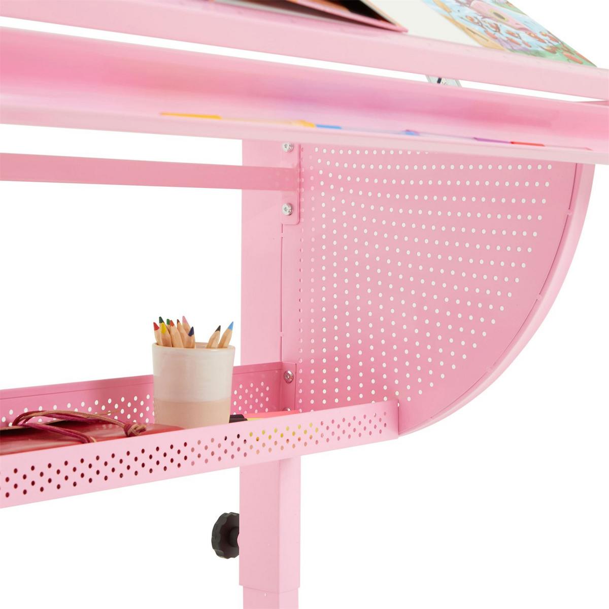 KINDERSCHREIBTISCH SARI - Weiß/Rosa, Holzwerkstoff/Metall (111/93/60cm) - CARO-Möbel