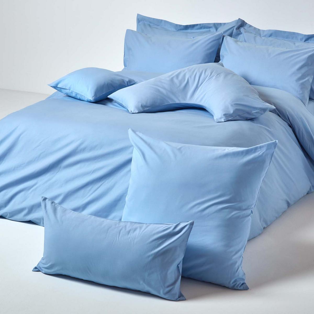 KISSENBEZUG Perkal, Ägyptische Baumwolle, Fadendichte 200 - Blau, Textil (40/80cm) - Homescapes