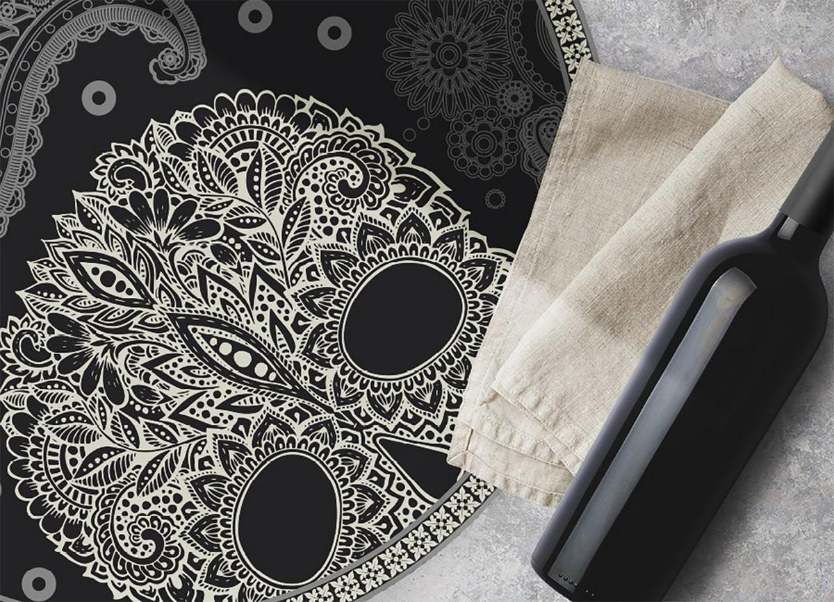 VINYL TEPPICH Ø80 cm Schädel - Schwarz/Grau, Kunststoff (80/80cm) - TULUP