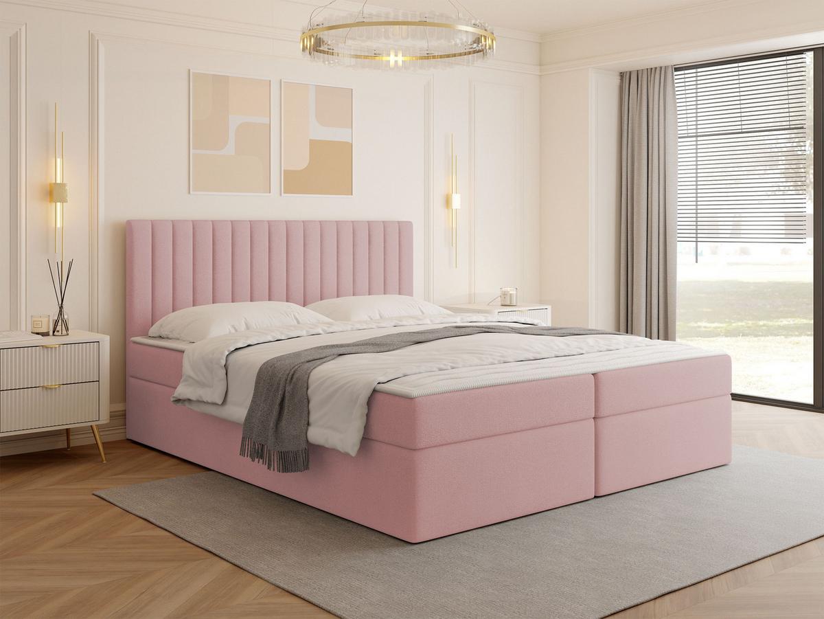 BOXBETT Tirulo - H3 - Hellrosa/Schwarz, Holzwerkstoff/Kunststoff (160/200cm) - MIRJAN24