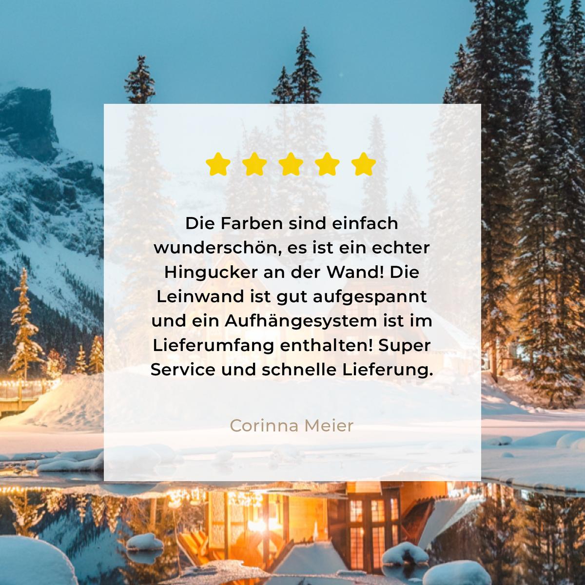 LEINWANDBILD Winterlandschaft - Natur - Haus - Berge - Schnee Room Decor 30x40 cm - Hellblau, Textil (30/40cm) - MuchoWow