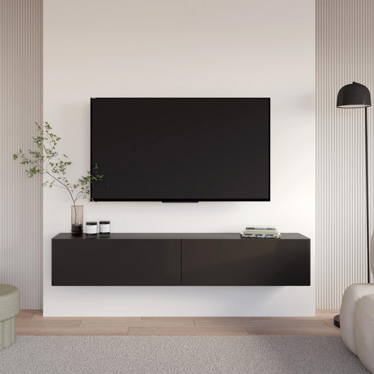 TV-HÄNGEBOARD Olio SCHWARZ 175 CM - Schwarz, Holzwerkstoff (175/28.4/31.6cm) - Selsey
