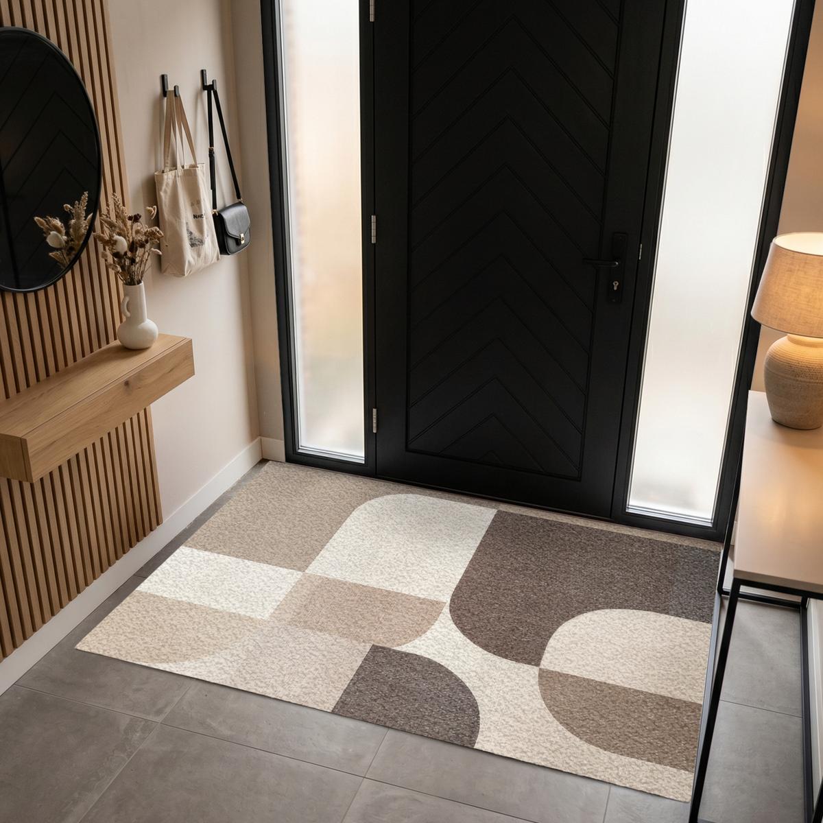 FUSSMATTE Geometrisch - Gewebte Struktur - Modern Fußabtreter 180x120 cm - Beige, Kunststoff (180/0.4cm) - MuchoWow