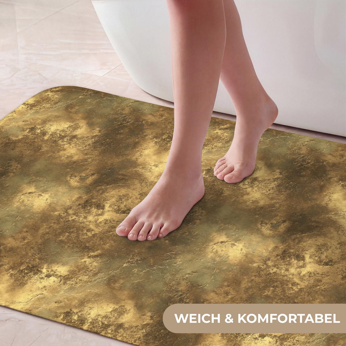 BADEMATTE Antik - Metallic-Look - Gold 60x120 cm - Goldfarben, Textil (60/120cm) - OnlyWow