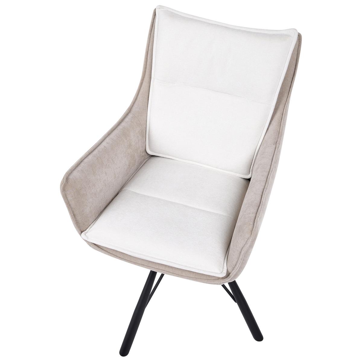 ESSZIMMERSTUHL drehbar Chenillegewebe Cremeweiß/Beige Anneberg - Creme, Textil (60/94/64cm) - Beliani
