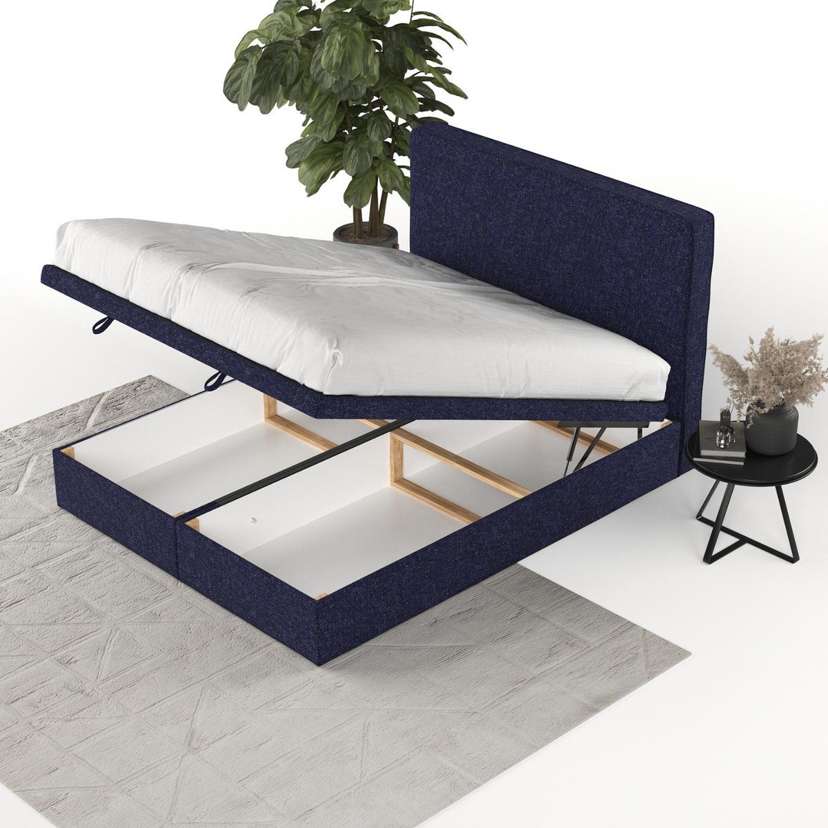 POLSTERBETT Hush mit Stauraum 160/200 cm Marineblau im Alta Stoff - Schwarz/Dunkelblau, Holz/Holzwerkstoff (160/200cm) - AltaBeds