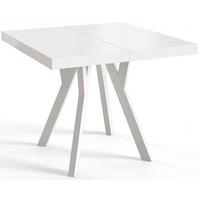 QUADRATISCHER Esstisch ausziehbar – Moderner Wohnzimmertisch und Küchentisch – Tisch mit Holzbeinen, Durchmesser 120 - 220 cm - Farbe Weiß - Weiß, Holzwerkstoff (120/120/77cm) - Alpi-Möbel