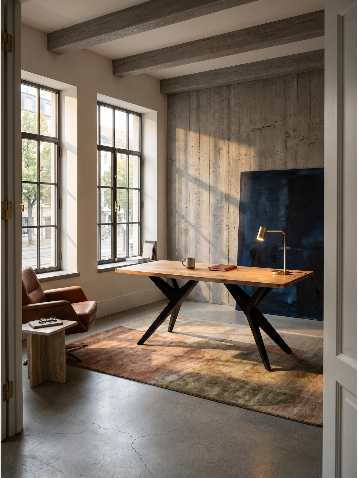 SCHREIBTISCH BLAVET, Akazie Massivholz, Akazie-Schwarz, 200 x 100 x 76 cm - Schwarz/Akaziefarben, Holz/Metall (100/200/76cm) - KADIMA DESIGN