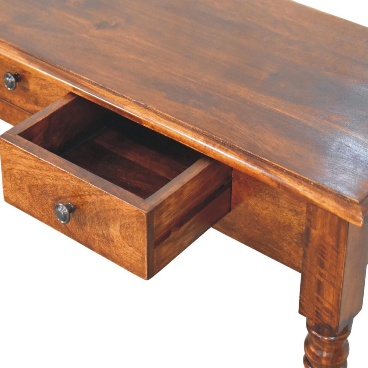 KONSOLE Gedrehte Beine Kastanie, 3 Schubladen, Dunkelbraun - Dunkelbraun/Messingfarben, Holz/Metall (35/110/80cm) - Artisan Furniture