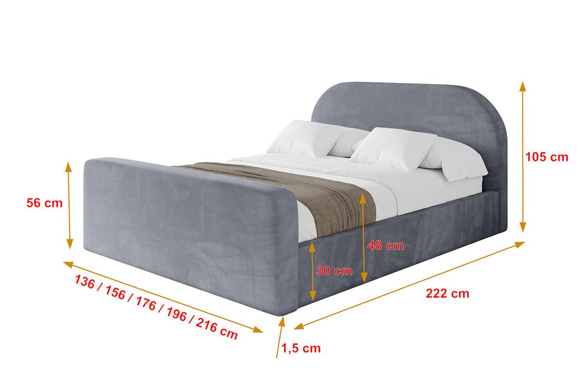 POLSTERBETT mit Bettkasten, Fußteil und Lattenrost, Boxbett ohne Matratze - TIVON-Z 180x200 Grau - Grau, Holzwerkstoff/Textil (180/200cm) - ALTDECOR