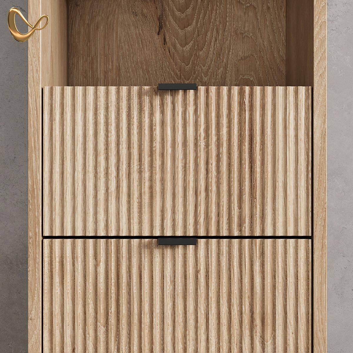 BADMÖBEL-SET ATERNO Viking Oak 3 Teile, mit Hochschrank - Eichefarben, Holzwerkstoff (70/63/45cm) - Livinity®