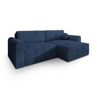 ECKSOFA FIANO P Blau Kordstoff mit Schlaffunktion - Blau/Grau, Holz/Kunststoff (245/148cm) - MASSENO