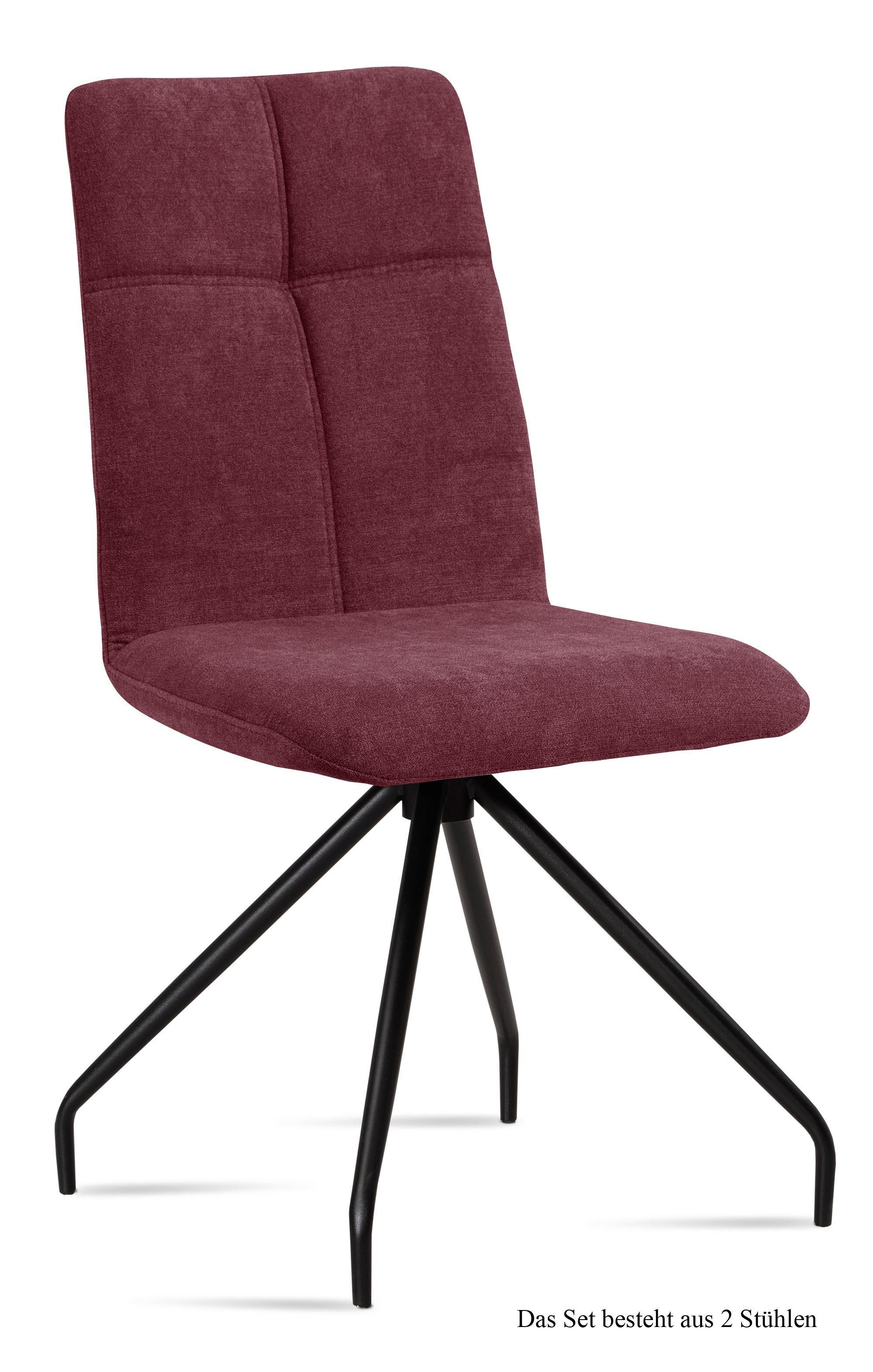 ESSZIMMERSTUHL (2er-Set) Detava 47x92x60 Schwarz/Marsala - Brombeere/Schwarz, Kunststoff (60/92/47cm) - 58aufmkessel