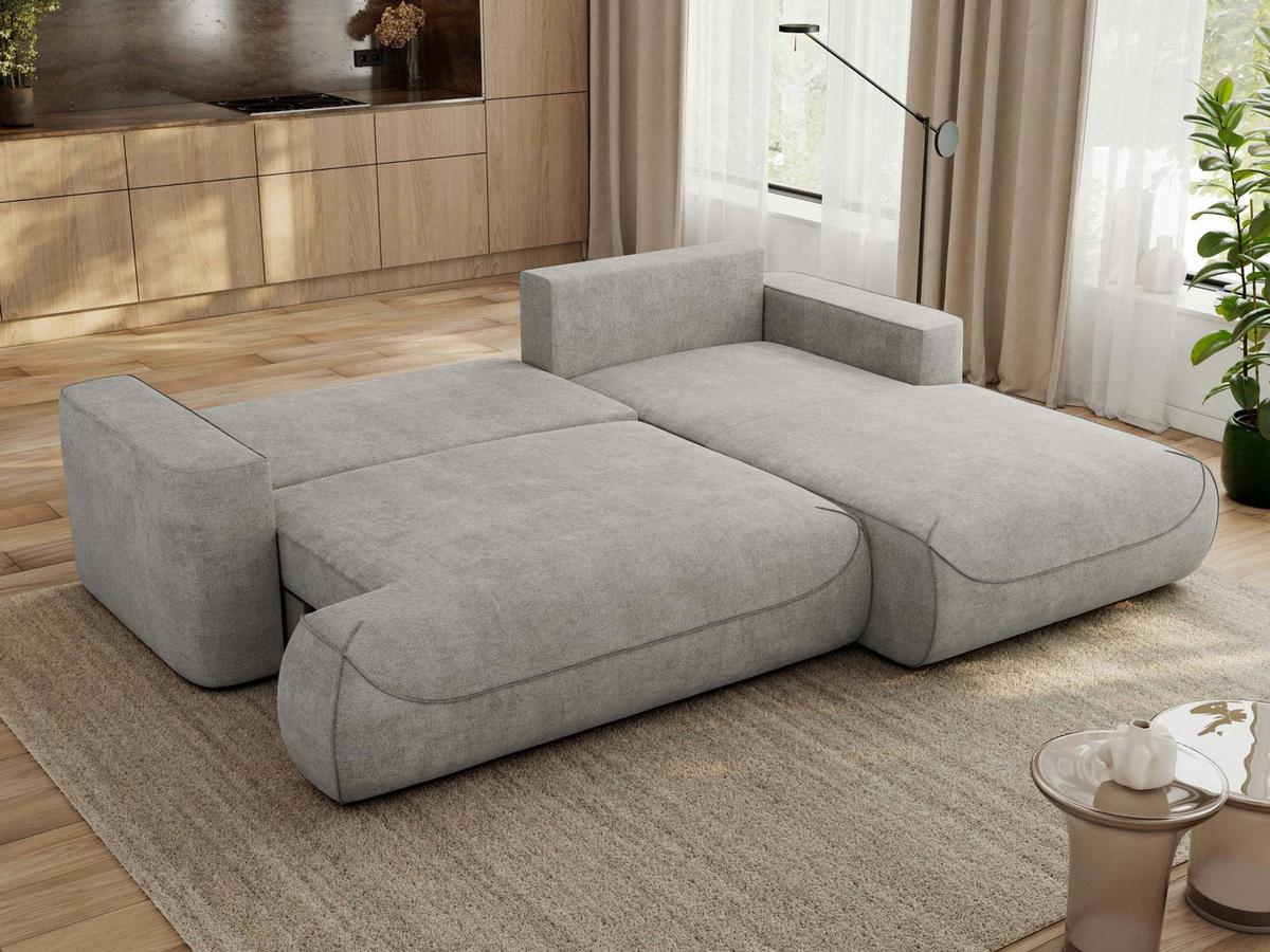ECKSOFA OVO L Hellgrau Struktur - Rechts Seite - Hellgrau/Schwarz, Kunststoff/Textil (195/271cm) - MKS