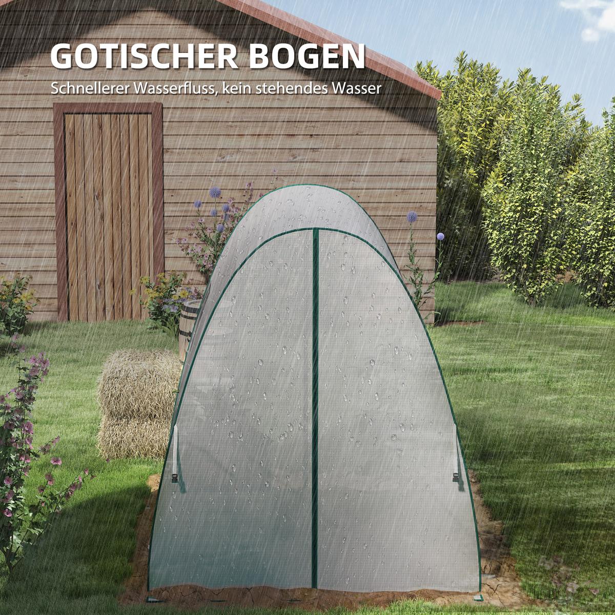 GEWÄCHSHAUS, 180L x 180B x 200H cm - Weiß, Kunststoff (180/200/180cm) - Outsunny
