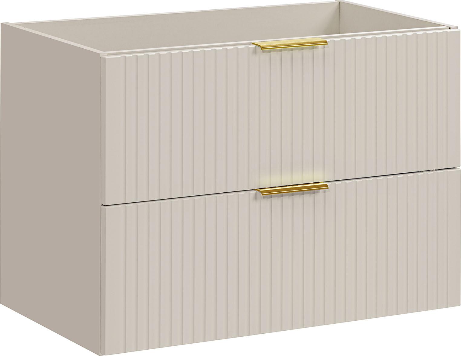 WASCHBECKENUNTERSCHRANK Niva hängend mit Rillenfronten in matt Kaschmir, 80/57/46 cm - Kaschmir/Multicolor, Holzwerkstoff/Kunststoff (80/57/46cm) - WFL GROUP