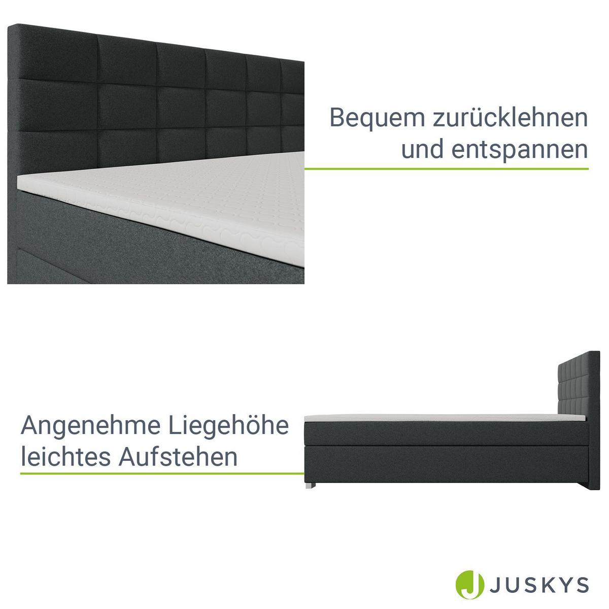 BOXBETT Seattle dunkelgrau 180x200 cm Malmo-Stoff - Dunkelgrau, Textil (180/200cm) - Juskys