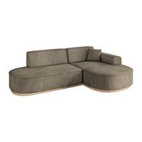 ECKSOFA Ottomane Rechts MARI-L1-v1 - 243x171x83 cm Dunkelbraun Velours - Dunkelbraun, Holzwerkstoff/Textil (171/243cm) - ALTDECOR