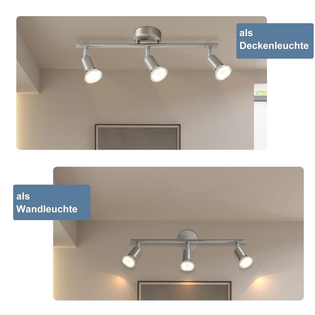 DECKENSTRAHLER Max 3-flammig 40/8/14 cm - Silberfarben, Metall (40/8/14cm) - Nettlife