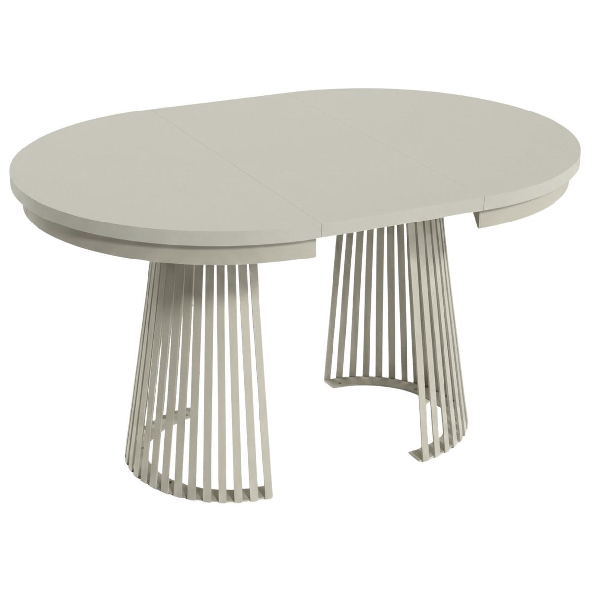 ESSTISCH Lumi im Loft-Stil, ausziehbar Ø 120–200 cm, Metallbeinen, Kaschmir - Kaschmir/Weiß, Metall (120/120/77cm) - Beautysofa