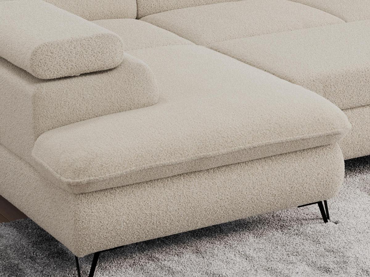 WOHNLANDSCHAFT PETER U Boucle Beige - Beige/Schwarz, Textil/Metall (346/76/208cm) - MKS