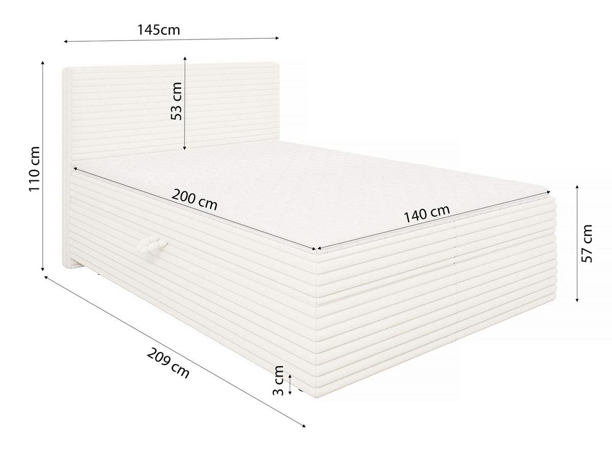 BOXBETT Roma 140/200 cm Hellbeige Plüschcord - Beige/Schwarz, Holz/Kunststoff (140/200cm) - S-Style Möbel