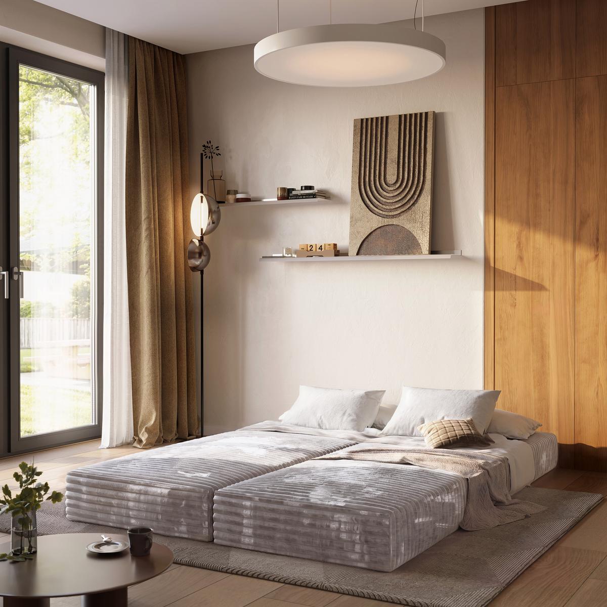 ECKSOFA NOTIA modulares Boneless Sofa mit Schlaffunktion Hellgrau Cordstoff - Grau, Textil (200/120cm) - MASSENO