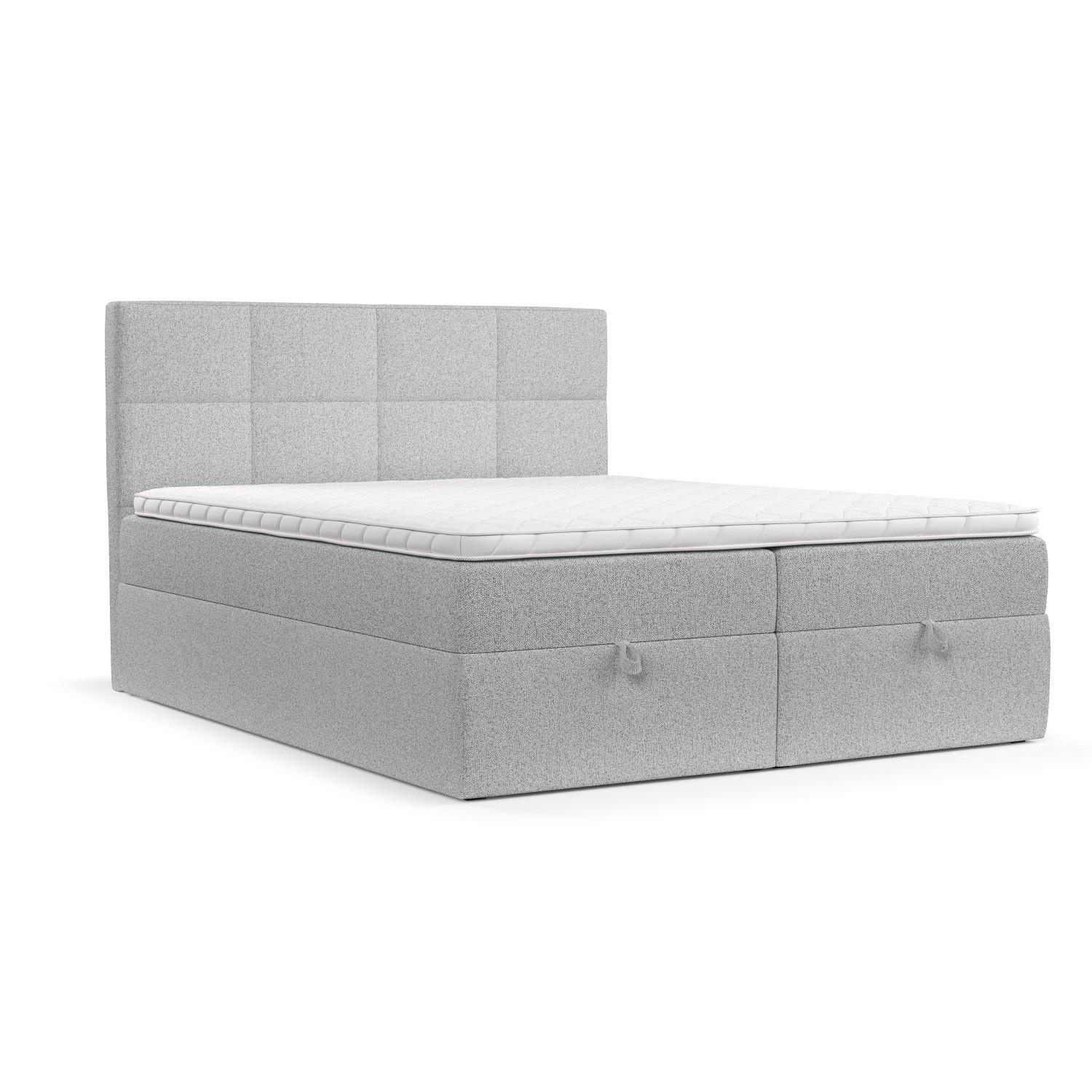 BOXBETT Velto 160/200 cm Hellgrau im Riva Stoff - Hellgrau/Schwarz, Holz/Holzwerkstoff (160/200cm) - AltaBeds