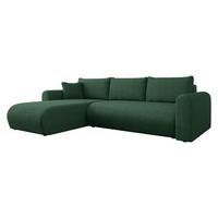 ECKSOFA Eliwo Cord - Schwarz/Grün, Holz/Textil (252/158cm) - MIRJAN24
