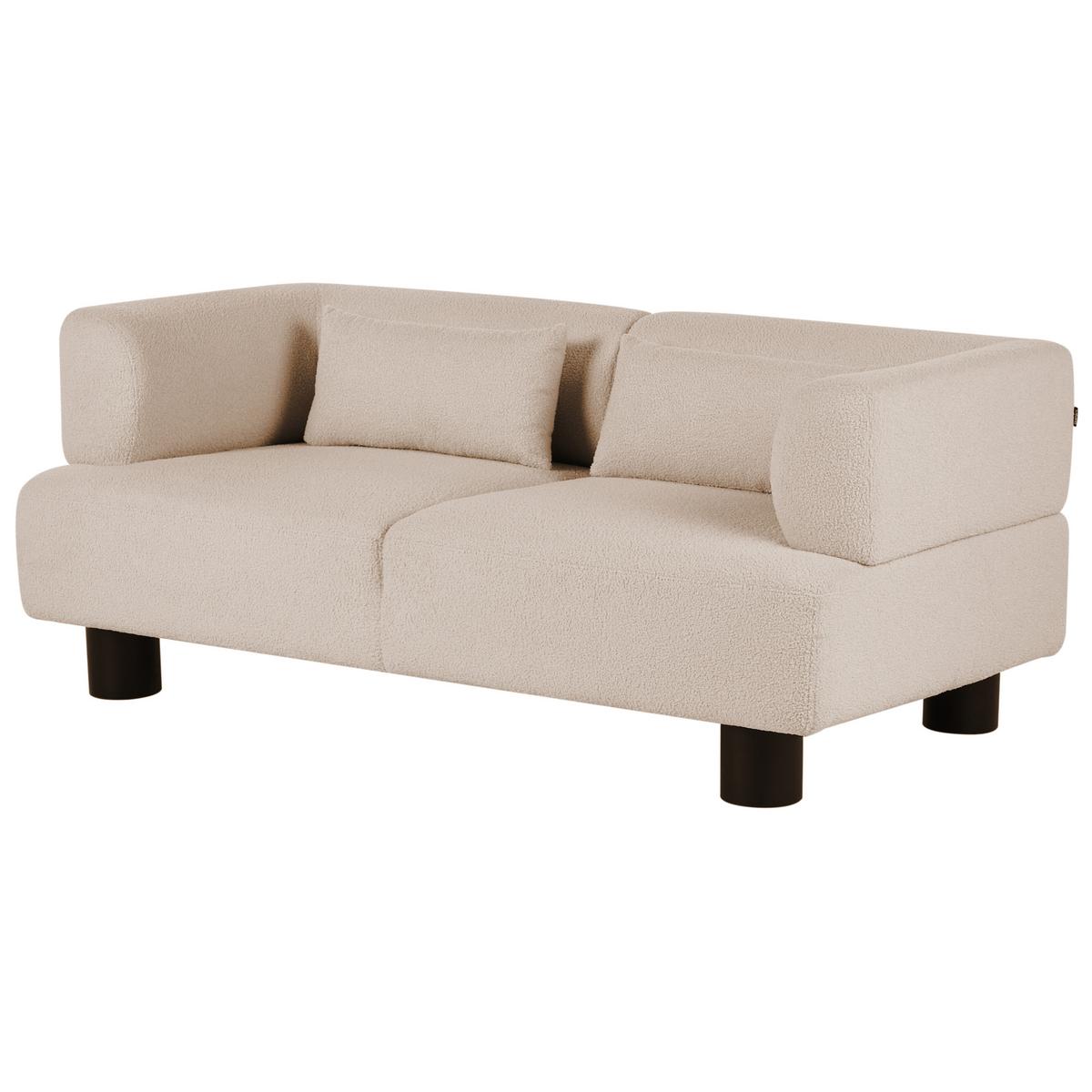2-SITZER-SOFA Bouclé Beige Movik - Dunkelbraun, Textil (183/74/90cm) - Beliani