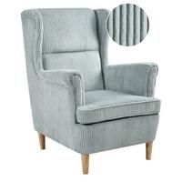 OHRENSESSEL Hellbraun Abson - Blau/Hellbraun, Textil (64/100/65cm) - Beliani
