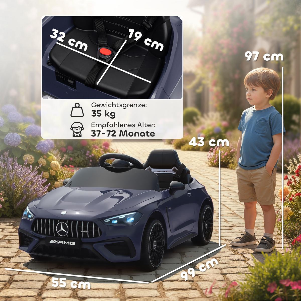KINDER-ELEKTROAUTO 2 x 12V Kinderauto mit Musik, MP3, Sanftem Start/Stopp - Grau, Kunststoff (99/55/43cm) - AIYAPLAY