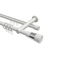 GARDINENSTANGE RUNDROHR-INNENLAUF Platon Tanara 200 cm, 2-läufig, 20 mm Ø Weiß - Chromfarben/Weiß, Metall (200cm) - INTERDECO