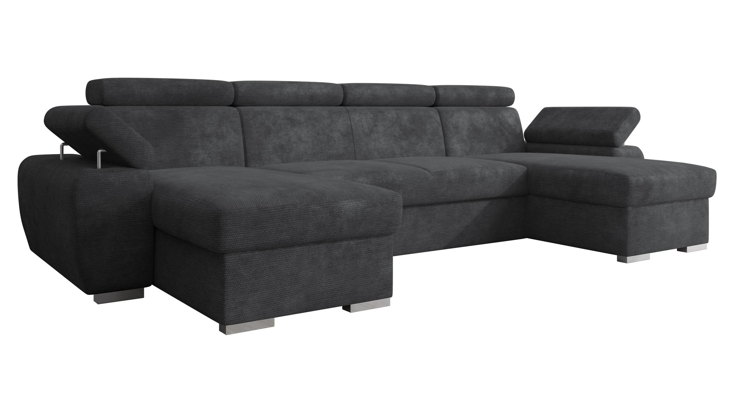 WOHNLANDSCHAFT Plaza U - Dunkelgrau/Silberfarben, Holz/Kunststoff (323/85/170cm) - MIRJAN24