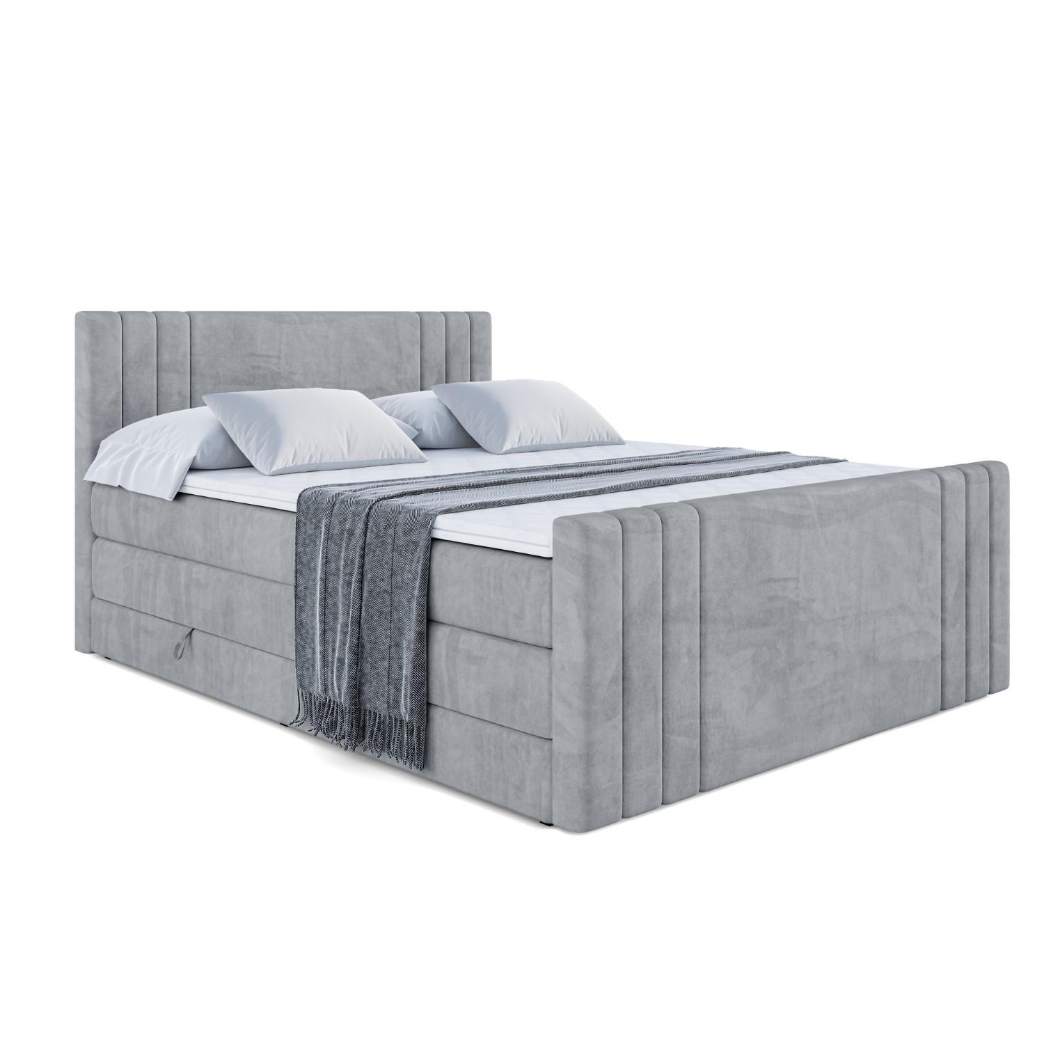 BOXSPRINGBETT IDRIKO-Z KING - 140x200 - H3/H4 - Grau - Grau, Holzwerkstoff (140/200cm) - ALTDECOR