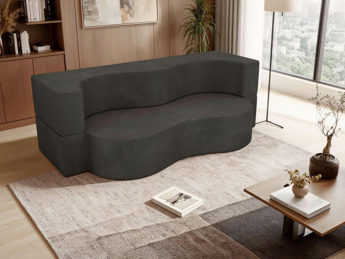 2-SITZER SOFA SANOA - Dunkelgrau Cord - Dunkelgrau, Textil (200/68/100cm) - MKS