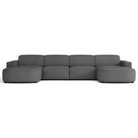 WOHNLANDSCHAFT Sallmo U-Form, universell, 3-Sitzer 374 cm - Dunkelgrau/Schwarz, Kunststoff/Textil (374/70/166cm) - Selsey